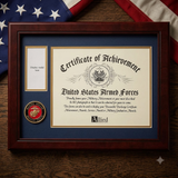 U.S. Marine Corps Medallion Certificate and Medal Frame, , The Military Gift Store, Air Force flag display cases, Air force Retirement Shadow Boxes (61)