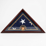 Marine Flag Display Case Box, 5x9 Burial - Funeral - Veteran Elegant Wood Display Case, Marine Flag Display Case Box, 5x9 Burial - Funeral - Veteran Elegant, The Military Gift Store, Triangle flag display