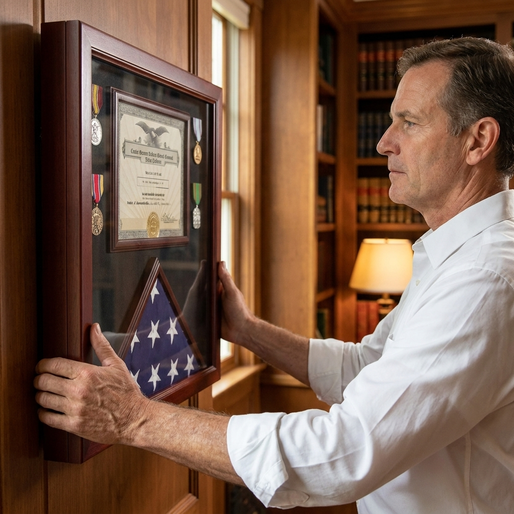 Flag Document Display Case, Flag and Document Display Case, American Flag Document Case, Military Flag Document Display Case, Flag Certificate Display Case, Flag Case with Document Holder, Flag and Certificate Display Case, Veteran Flag Document Case, Memorial Flag Document Display Case, Wooden Flag Document Case, Flag and award display case, Flag and diploma display case, Military document shadow box, Flag keepsake display case, Veteran certificate display frame, American flag document holder