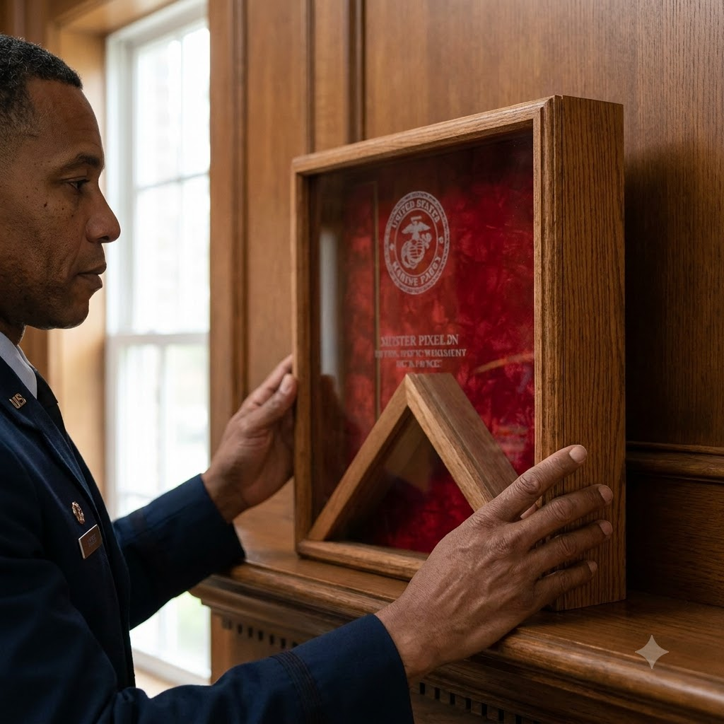 Semper fi Flag Display Case, Semper fidelis flag display cases, , The Military Gift Store, Burial Flag Cases