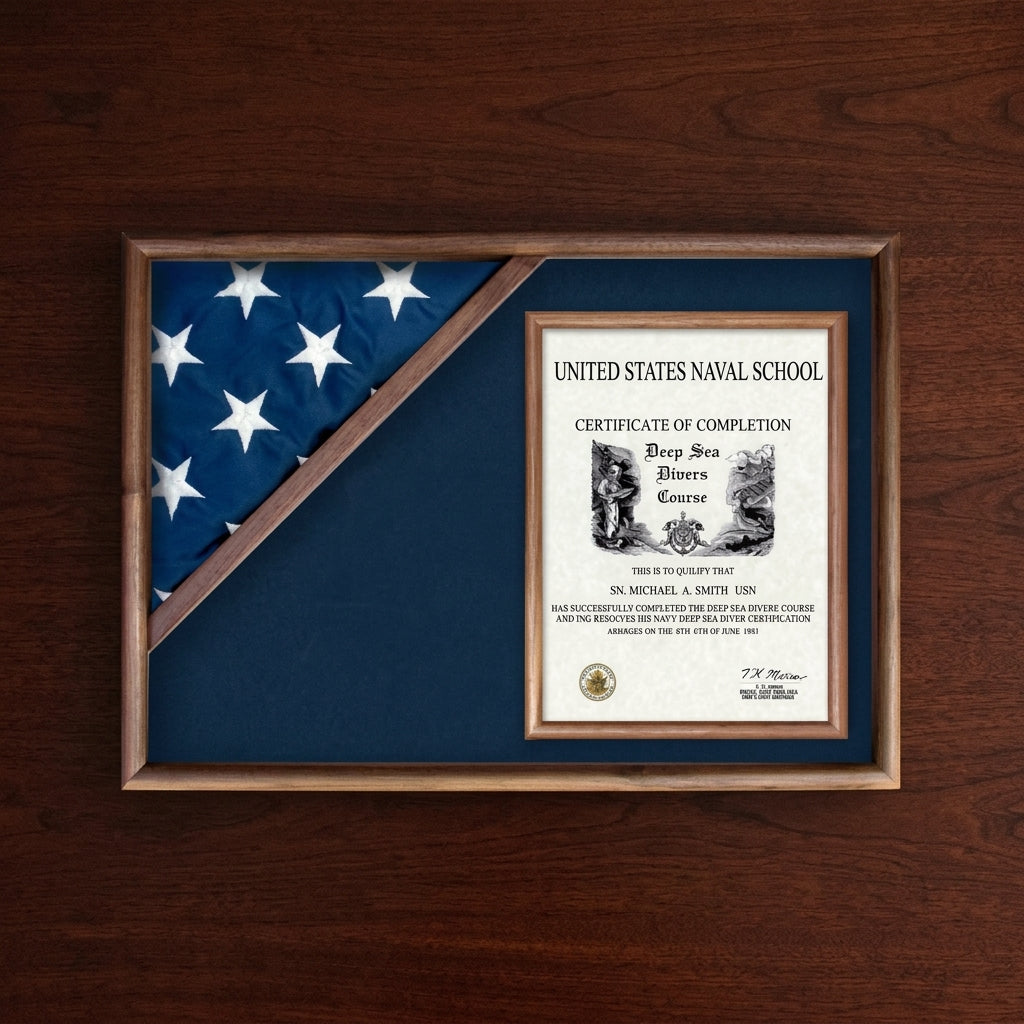 Corner Flag Case for 3' x 5' Flag, Display flag box - Walnut, , The Military Gift Store, American Flag Frames (43)