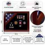 American Corner flag and medal display case - Fit for 3' x 5' Flag or 5' x 9.5' (Burial Flag).