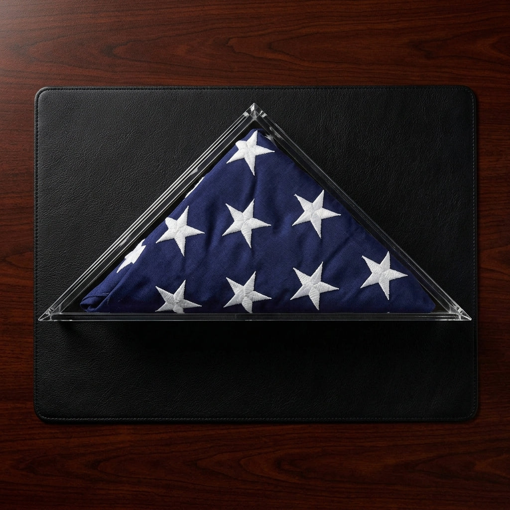 Deluxe Acrylic American Flag Memorabilia Display Case for Small 3' x 5' or 5' x 9.5' Flag, Deluxe Acrylic American Flag Memorabilia Display Case, The Military Gift Store, Casket Flag display Cases