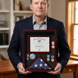 Military Shadow Box 3'X5' Flag Display Case, with Certificate Frame, Military Shadow Box 3'X5' Flag Display Case, with Certificate Frame, The Military Gift Store, Awards Display Cases, Awards Display Frames (62)