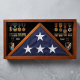 Rectangle Combo Flag Case for 5' x 9' Veterans Burial Flag and Medals Cherry, Rectangle Combo Flag Case for 5' x 9' Veterans Burial Flag, The Military Gift Store, American Flag Frames (43)