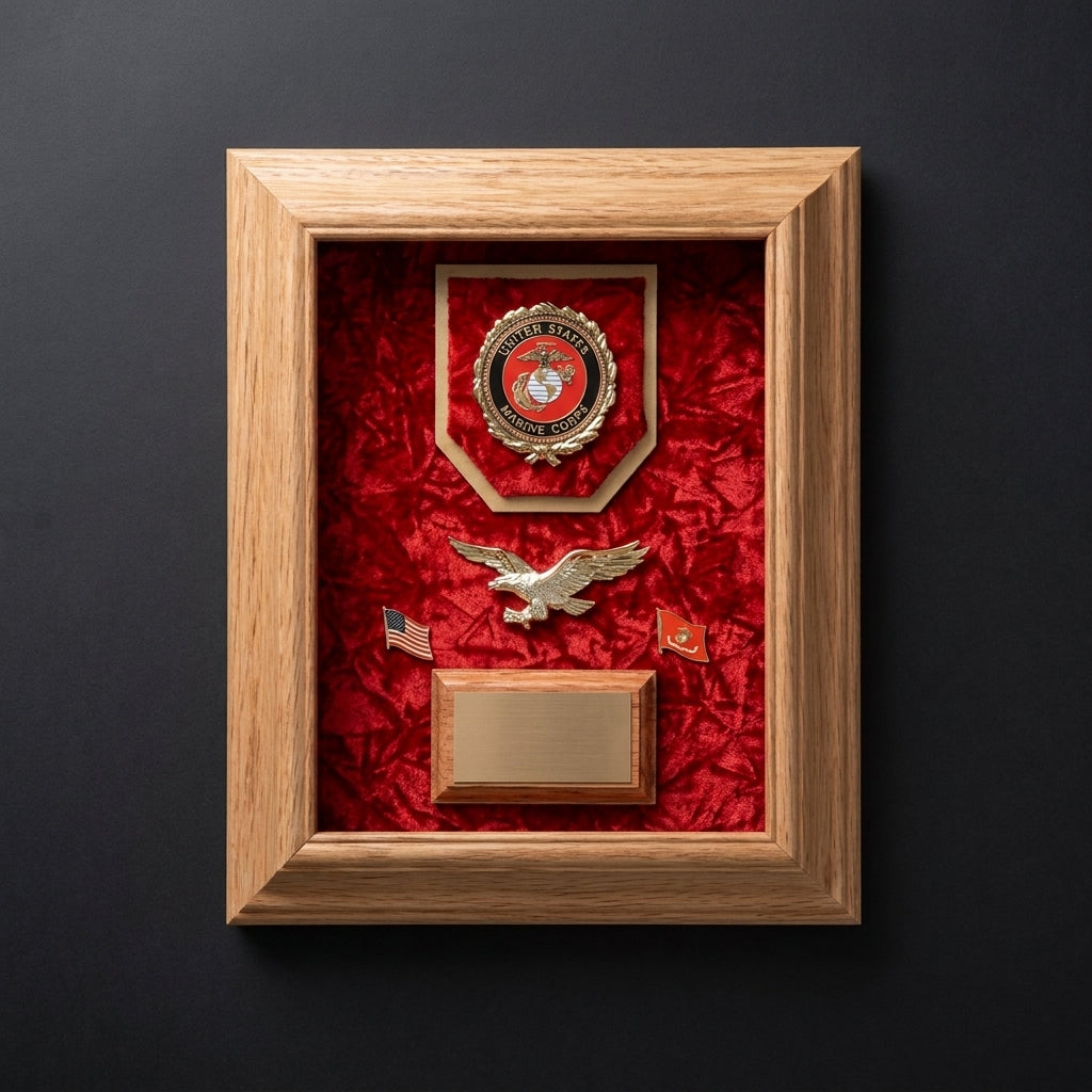 Deluxe Awards Display Case Tribute To Soldiers - Walnut, , The Military Gift Store, Air Force flag display cases, Air force Retirement Shadow Boxes (61)