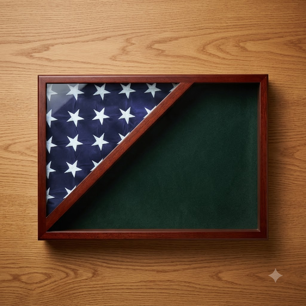 Shadow box for 5x9.5 flag, Cherry Finish, , The Military Gift Store, Flag Display Case For 5'x9.5' Flag