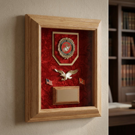 Deluxe Awards Display Case Tribute To Soldiers - Walnut, , The Military Gift Store, Air Force flag display cases, Air force Retirement Shadow Boxes (61)