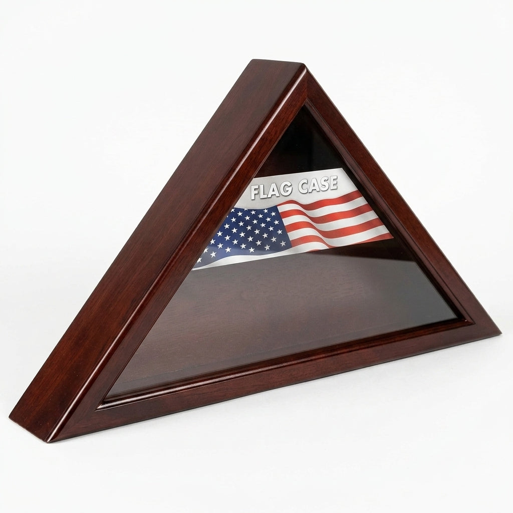 Cherry Wood Triangle Flag Display Case, 3x5 Flag Display Case, 3' x 5' Flag Display Case, Triangle Flag Display Case, American Flag Display Case, Cherry Flag Display Case, Wooden Flag Display Case, Military Flag Display Case, Veteran Flag Display Case, Memorial Flag Display Case, Folded Flag Display Case, USA Flag Display Case, Flag Shadow Box, Flag Display Cabinet, Patriotic Flag Display Case, Veteran Memorial Gift, Military Retirement Gift, Army Flag Display Case, Navy Flag Display Case