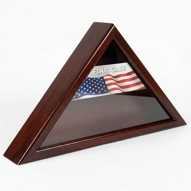 Cherry Wood Triangle Flag Display Case, 3x5 Flag Display Case, 3' x 5' Flag Display Case, Triangle Flag Display Case, American Flag Display Case, Cherry Flag Display Case, Wooden Flag Display Case, Military Flag Display Case, Veteran Flag Display Case, Memorial Flag Display Case, Folded Flag Display Case, USA Flag Display Case, Flag Shadow Box, Flag Display Cabinet, Patriotic Flag Display Case, Veteran Memorial Gift, Military Retirement Gift, Army Flag Display Case, Navy Flag Display Case