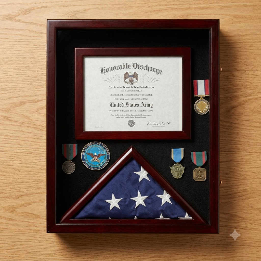 Military Shadow Box 3'X5' Flag Display Case, with Certificate Frame, Military Shadow Box 3'X5' Flag Display Case, with Certificate Frame, The Military Gift Store, Awards Display Cases, Awards Display Frames (62)