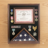 Flag Display Case Pin Medal Shadow Box with Certificate/Letter Holder for 3 x 5 ft flag, Flag Display Case Pin Medal Shadow Box with Certificate/Letter Holder, The Military Gift Store, Flag and Document Case