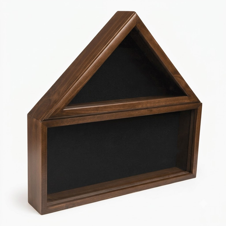 Military Shadow Box, Solid Wood with Tempered Glass Front – Cherry Finish, Military Shadow Box, Solid Wood with Tempered Glass Front, The Military Gift Store, Mountain flag case
