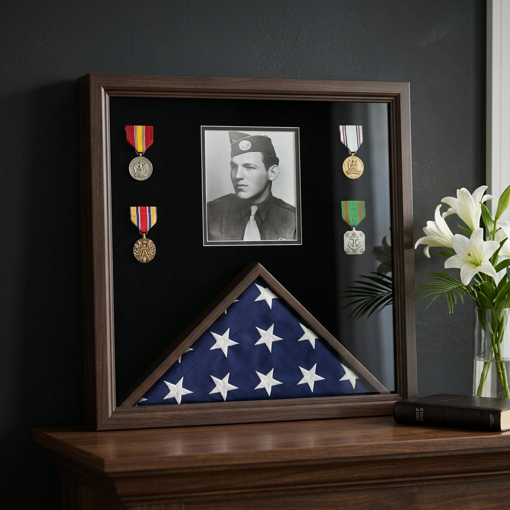 Military Photo Flag and Medal Display Case, Flag Photo and Medal Display Case, Military Shadow Box with Photo Flag and Medals, Flag and Medal Display Case with Photo Frame, Military Display Case for Flag Photo and Medals, Veteran Photo Flag Display Case, Burial Flag Photo and Medal Display Case, Military Memorial Display Case with Photo, Armed Forces Flag Medal and Photo Case, Service Tribute Flag Display with Picture, Buy Military Photo Flag and Medal Display Case, Best Flag Medal and Photo Display Case