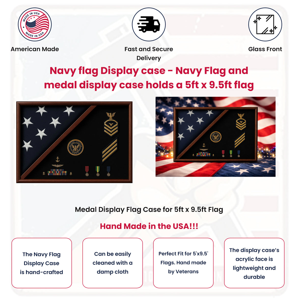 Navy flag display case, Navy flag and medal display case, Military flag display case Navy, 5x9.5 Navy burial flag case, Navy retirement flag case, Navy memorial flag display case, Navy medals and flag shadow box, Large Navy flag display case, Navy veteran flag case, Navy ceremonial flag case, Navy service flag and medal display, Wooden Navy flag display box, Navy heirloom flag case, Navy tribute flag display case, Navy honor guard flag case