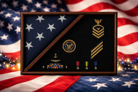 Navy flag display case, Navy flag and medal display case, Military flag display case Navy, 5x9.5 Navy burial flag case, Navy retirement flag case, Navy memorial flag display case, Navy medals and flag shadow box, Large Navy flag display case, Navy veteran flag case, Navy ceremonial flag case, Navy service flag and medal display, Wooden Navy flag display box, Navy heirloom flag case, Navy tribute flag display case, Navy honor guard flag case