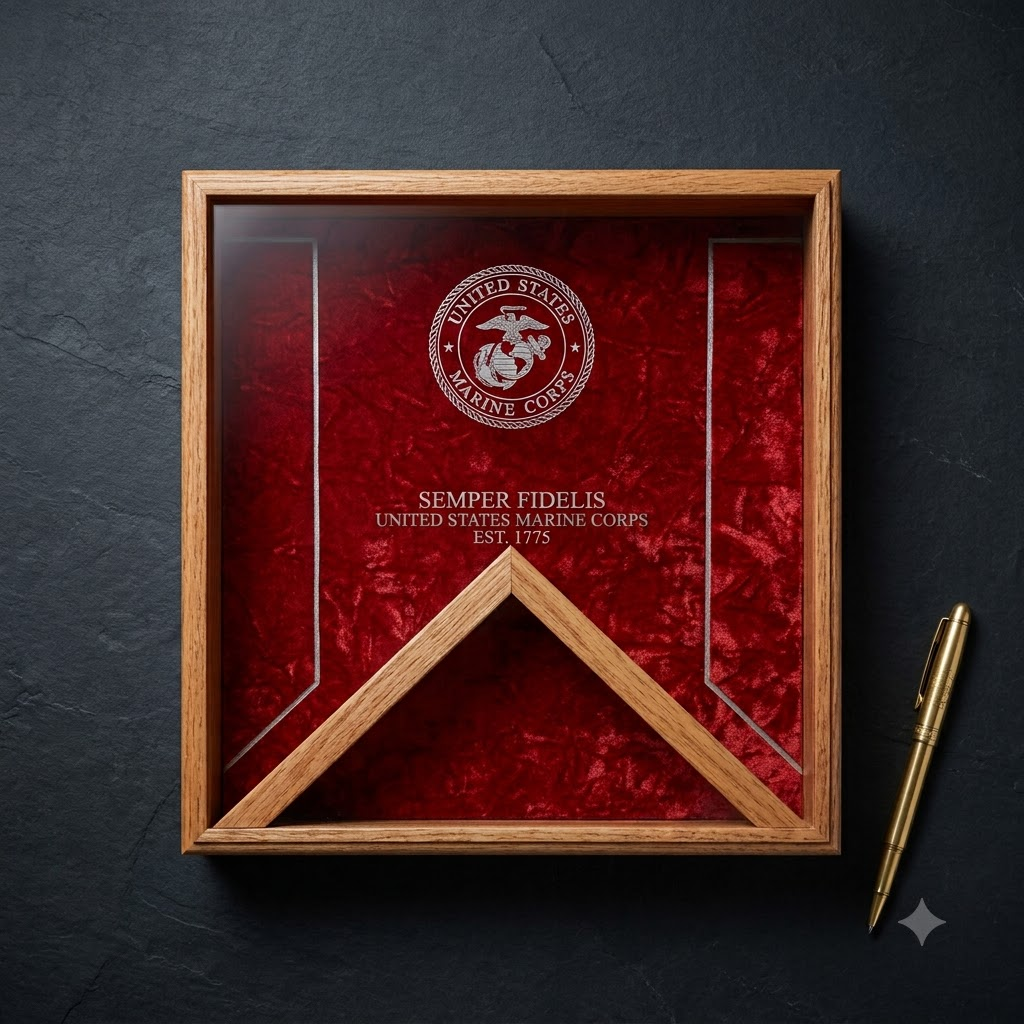 Semper fi Flag Display Case, Semper fidelis flag display cases, , The Military Gift Store, Burial Flag Cases