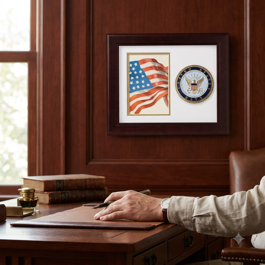United States Navy Vertical Picture Frame by Flags Connections, , The Military Gift Store, Awards Display Cases, Awards Display Frames (62)