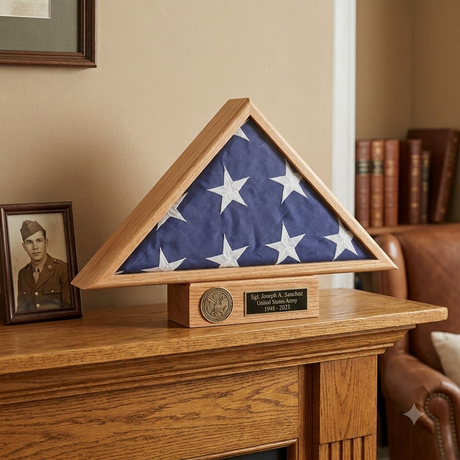 Oak Pedestal For Flag Case, , The Military Gift Store, Flag And Pedestal Display Cases
