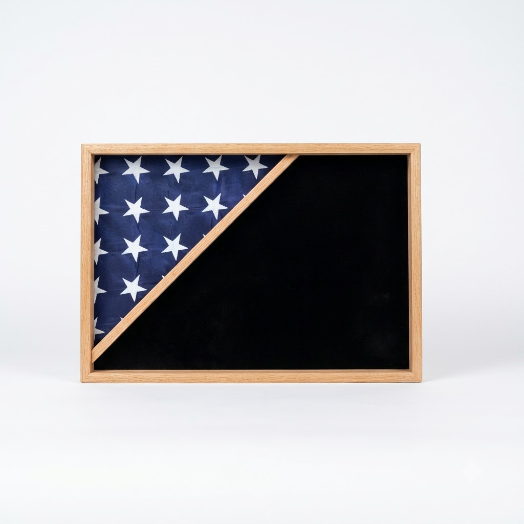 Shadow box for 5x9.5 flag, Oak, , The Military Gift Store, Flag Display Cases For 3'X5' Flag