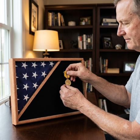 Shadow box for 5x9.5 flag, Oak, , The Military Gift Store, Flag Display Cases For 3'X5' Flag