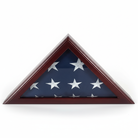 Officers flag display case 3x5, 3ft x 5ft flag display case cherry finish, military flag display case 3x5, wooden flag display case cherry wood, cherry flag case for 3x5 flag, glass front cherry flag display case, solid wood cherry flag case 3x5, triangular flag display case cherry finish, wall mount flag display case 3x5, durable cherry wood flag case