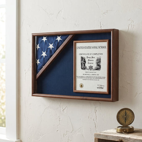 Corner Flag Case for 3' x 5' Flag, Display flag box - Walnut, , The Military Gift Store, American Flag Frames (43)