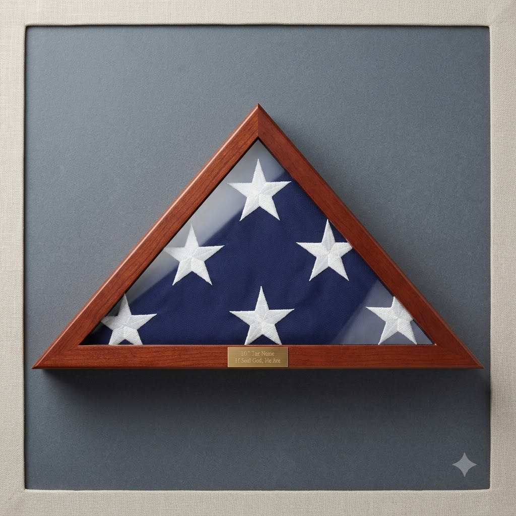 Flag Display Case Memorial with Personalized Brass Plaque, , The Military Gift Store, Flag Display Case