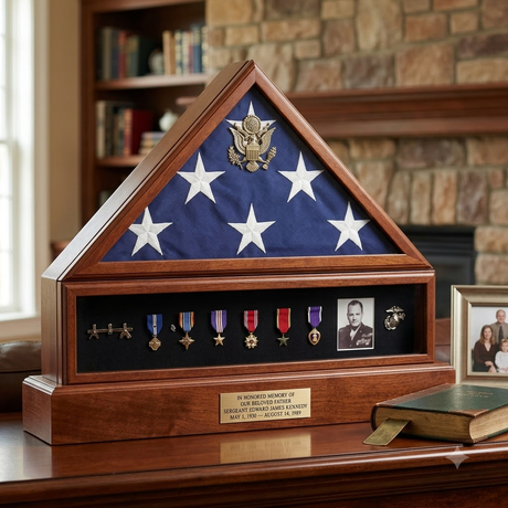 Presidential Pedestal Flag Medal Display - Cherry Material., , The Military Gift Store, Flag Case, Burial Flag Shadow Case, Flag display ->Flag Display Case and Pedestal (24)