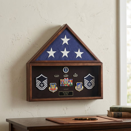 Flag and Document Display Case, mounting flag case, , The Military Gift Store, Flag And Pedestal Display Cases