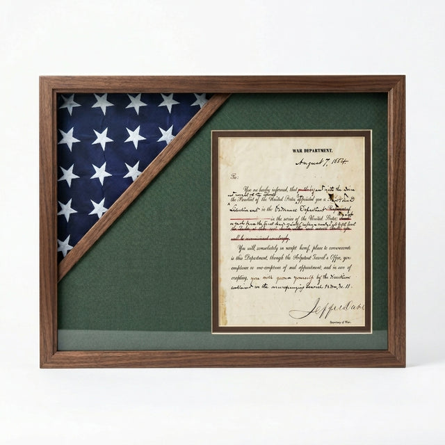 Shadow box for 3ft x 5ft flag with 8.5 x 11 Document holder, , The Military Gift Store, Flag and Document Case