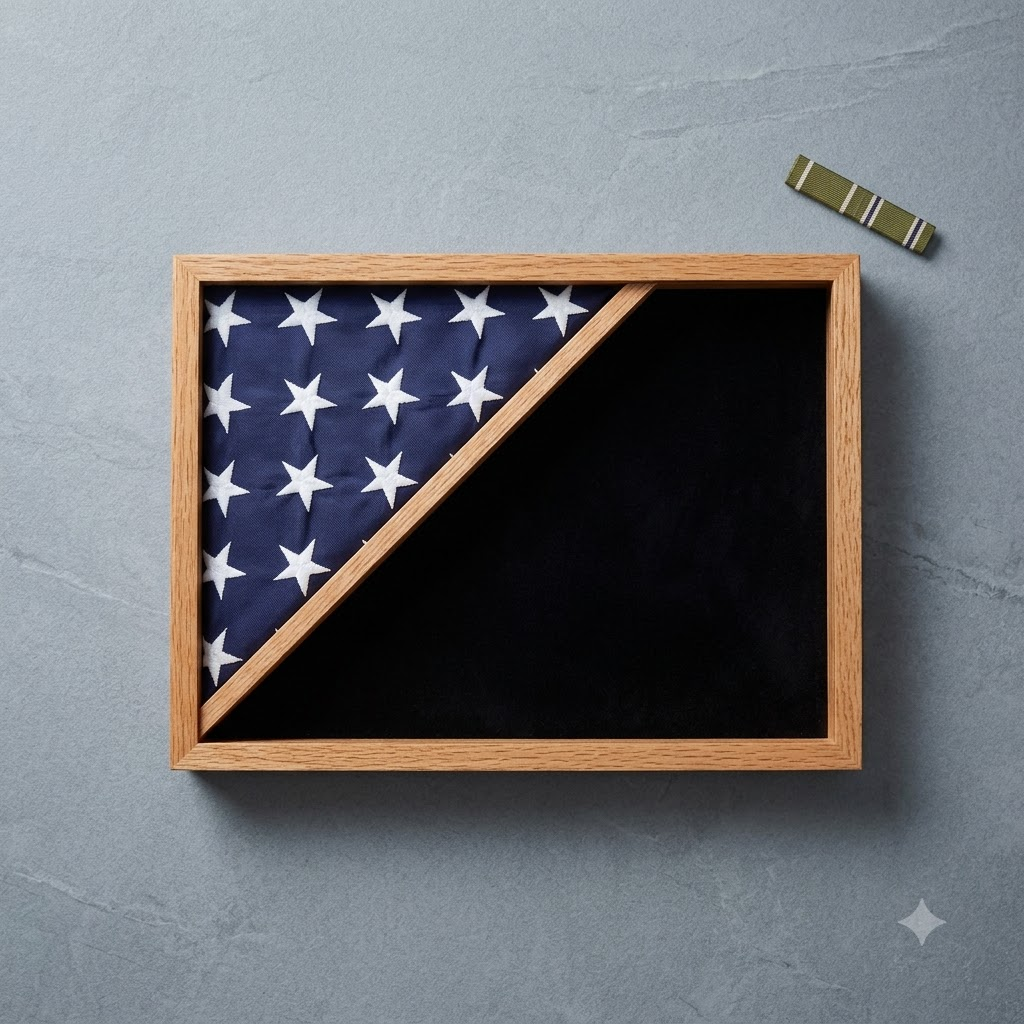 Shadow box for 5x9.5 flag, Oak, , The Military Gift Store, Flag Display Cases For 3'X5' Flag