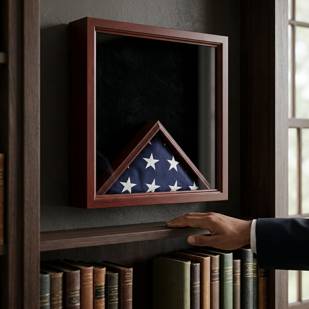 Casket Flag Case and Medal, Casket Flag Case with Medal Display, Military Casket Flag Case, Burial Flag Case and Medal Display, Memorial Flag Case with Medal Display, Veteran Flag Case and Medal, Military Flag and Medal Display Case, Flag and Medal Display Case, Burial Flag Medal Display Case, American Flag Medal Display Case, Solid Wood Casket Flag Case, Cherry Finish Flag and Medal Display Case, Glass Front Flag Medal Display Case, Velvet Back Flag Medal Display Case, Handcrafted Military Flag Case