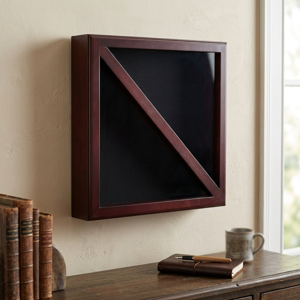 Flag Connections Flag Display Case, Tempered Glass, Pine Wood, Felt Construction – Mahogany Finish, Flag Display Case, Tempered Glass, Pine Wood, Felt Construction, The Military Gift Store, Flag Frames