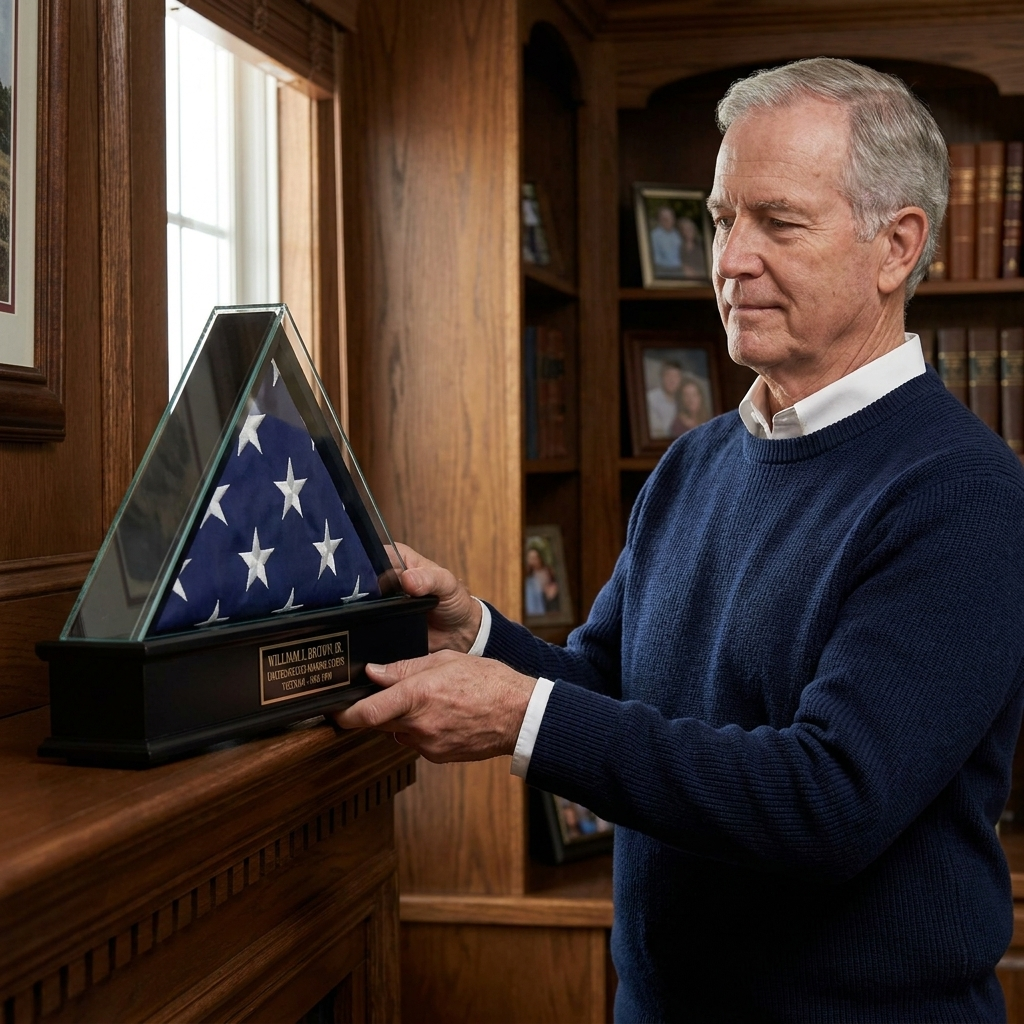 Triangle Military Flag Display Case, American Flag Triangle Display Case