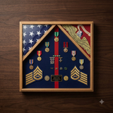 Marine Corps 2 Flag Shadow Box Display Case - 4' x 6' burial flags, , The Military Gift Store, 2 Flag Military Shadow Box