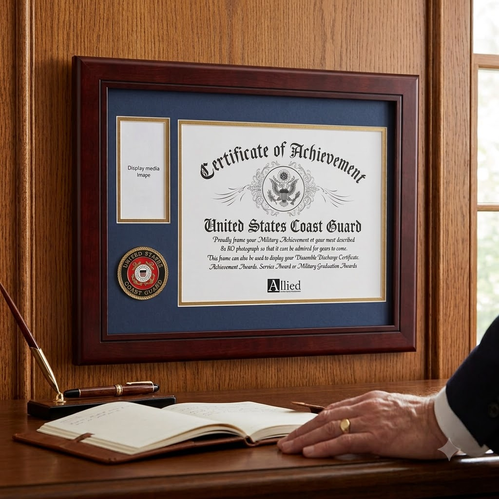 U.S. Marine Corps Medallion Certificate and Medal Frame, , The Military Gift Store, Air Force flag display cases, Air force Retirement Shadow Boxes (61)