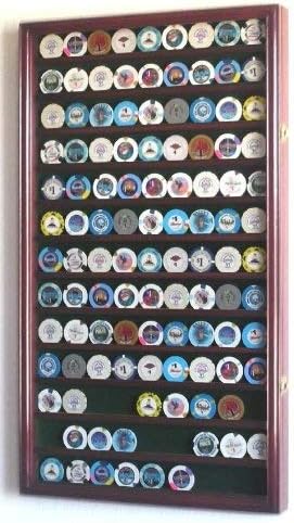 Very Large Challenge Coin Display Case in Cherry Wood Finish, , The Military Gift Store, Coin Display Case
