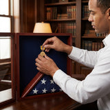 Casket Flag Case and Medal, Casket Flag Case with Medal Display, Military Casket Flag Case, Burial Flag Case and Medal Display, Memorial Flag Case with Medal Display, Veteran Flag Case and Medal, Military Flag and Medal Display Case, Flag and Medal Display Case, Burial Flag Medal Display Case, American Flag Medal Display Case, Solid Wood Casket Flag Case, Cherry Finish Flag and Medal Display Case, Glass Front Flag Medal Display Case, Velvet Back Flag Medal Display Case, Handcrafted Military Flag Case