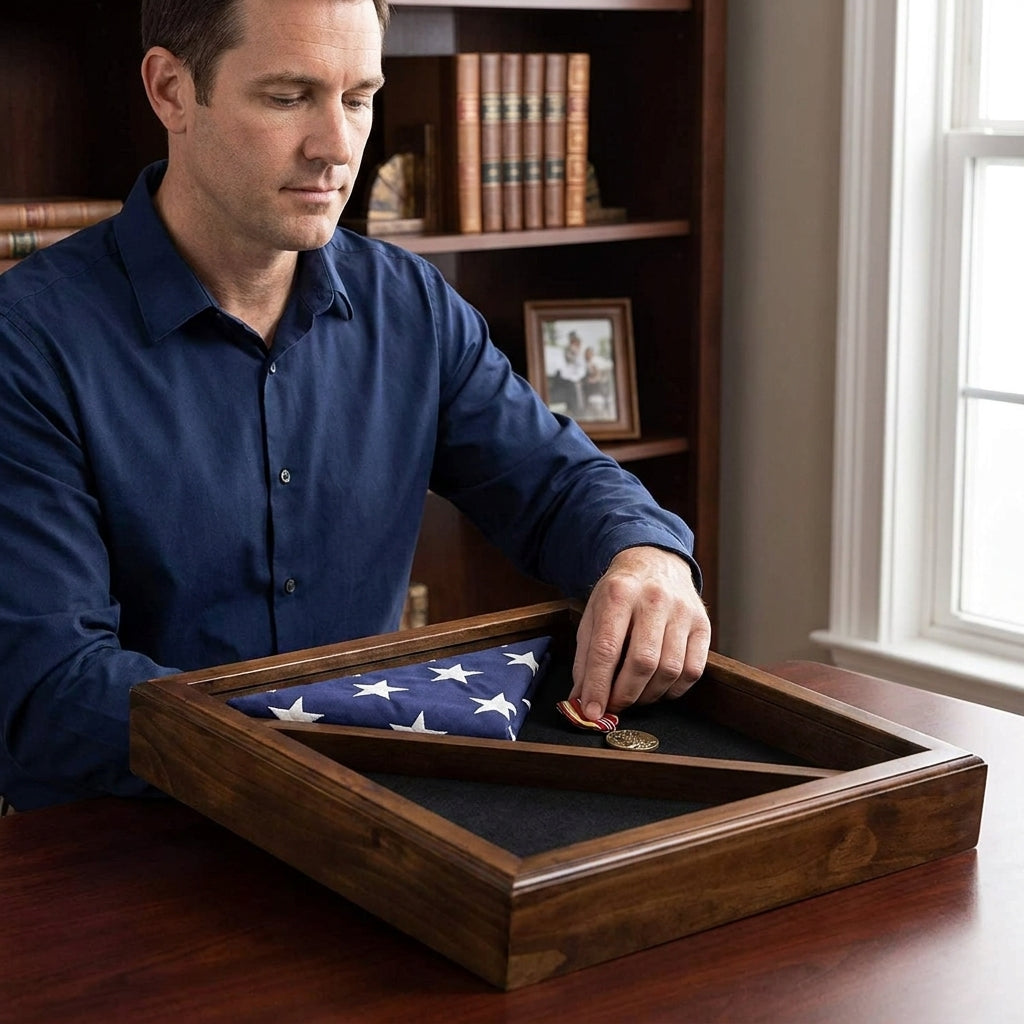 Flag Display Box, Tempered Glass Flag Display Box, Pine Wood Flag Display Box, American Flag Display Box, Flag Display Case, Wooden Flag Display Box, Military Flag Display Box, Memorial Flag Display Box, Veteran Flag Display Box, Flag Display Cabinet, American Flag Keepsake Box, Military Memorial Display, Flag Preservation Case, Veteran Memorial Gift, Patriotic Flag Display, Military Tribute Display, Wooden Display Cabinet, Honor a Veteran's Legacy, Memorial Flag Holder, Military Service Recognition