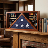 Rectangle Combo Flag Case for 5' x 9' Veterans Burial Flag and Medals Cherry, Rectangle Combo Flag Case for 5' x 9' Veterans Burial Flag, The Military Gift Store, American Flag Frames (43)