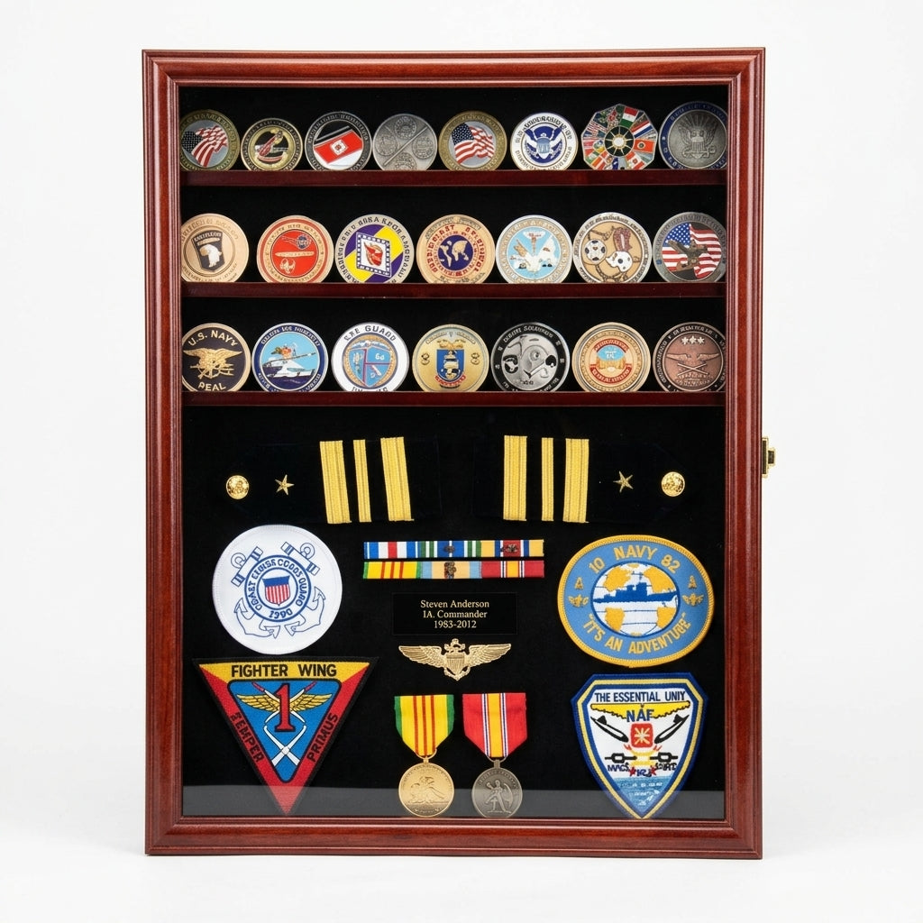 Challenge Coin / Medals / Pins / Badges / Ribbons / Insignia / Buttons Display Case, Challenge Coin / Medals / Pins / Badges /  Buttons Display Case, The Military Gift Store, Display Case Accessories, Flag and Medal Display Cases, Sword Display Products