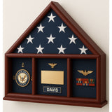 Oak 3 x 5 flag memorial case, Walnut Case, , The Military Gift Store, Three way Flag Frames
