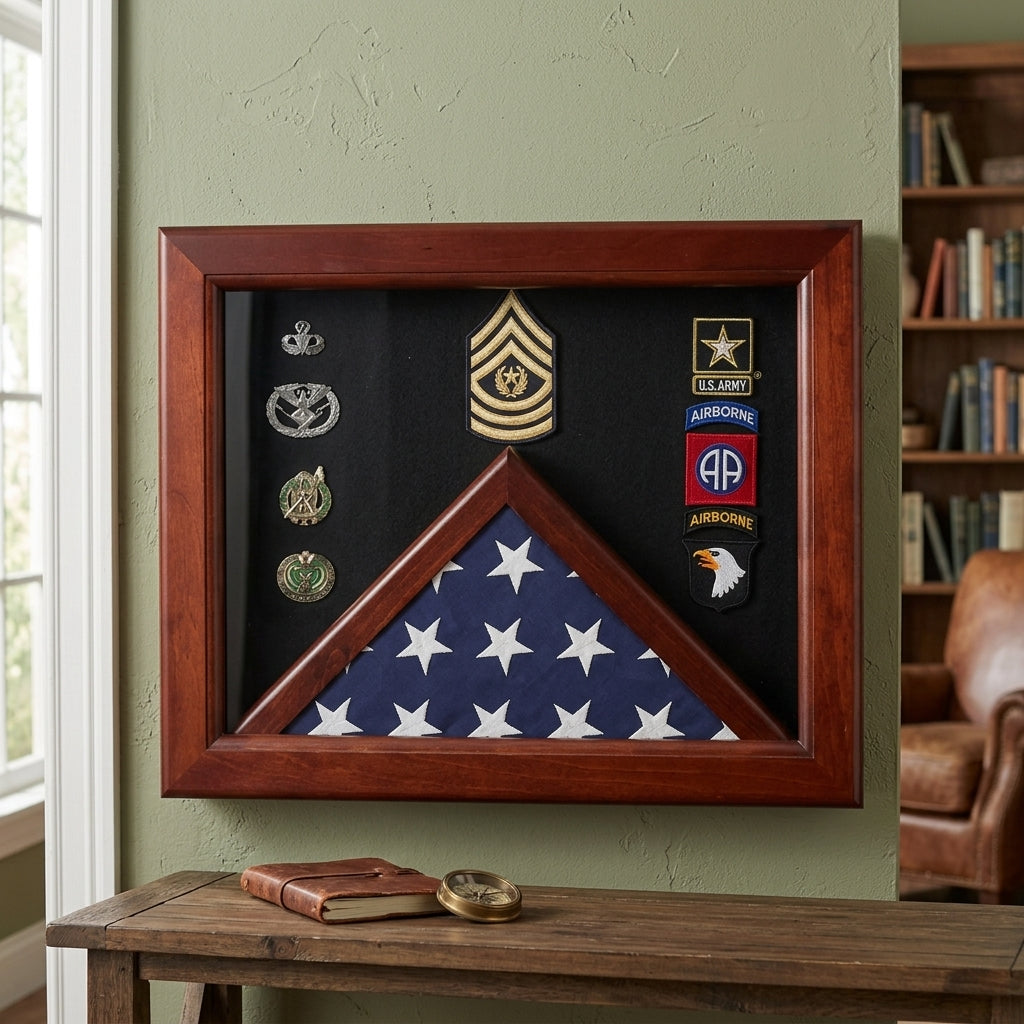 Military Flag Medal Display Case, Flag and Medal Display Case, Military Flag and Medal Case, Flag Medal Shadow Box, Military Display Case for Flag and Medals, Veteran Flag Medal Display Case, Burial Flag and Medal Display Case, Military Memorial Flag Case with Medals, Armed Forces Flag and Medal Display, Service Flag Medal Display Box, Wooden Flag Medal Display Case, Glass Front Military Display Case, Solid Wood Flag and Medal Shadow Box, Premium Military Display Case
Handcrafted Flag Medal Case