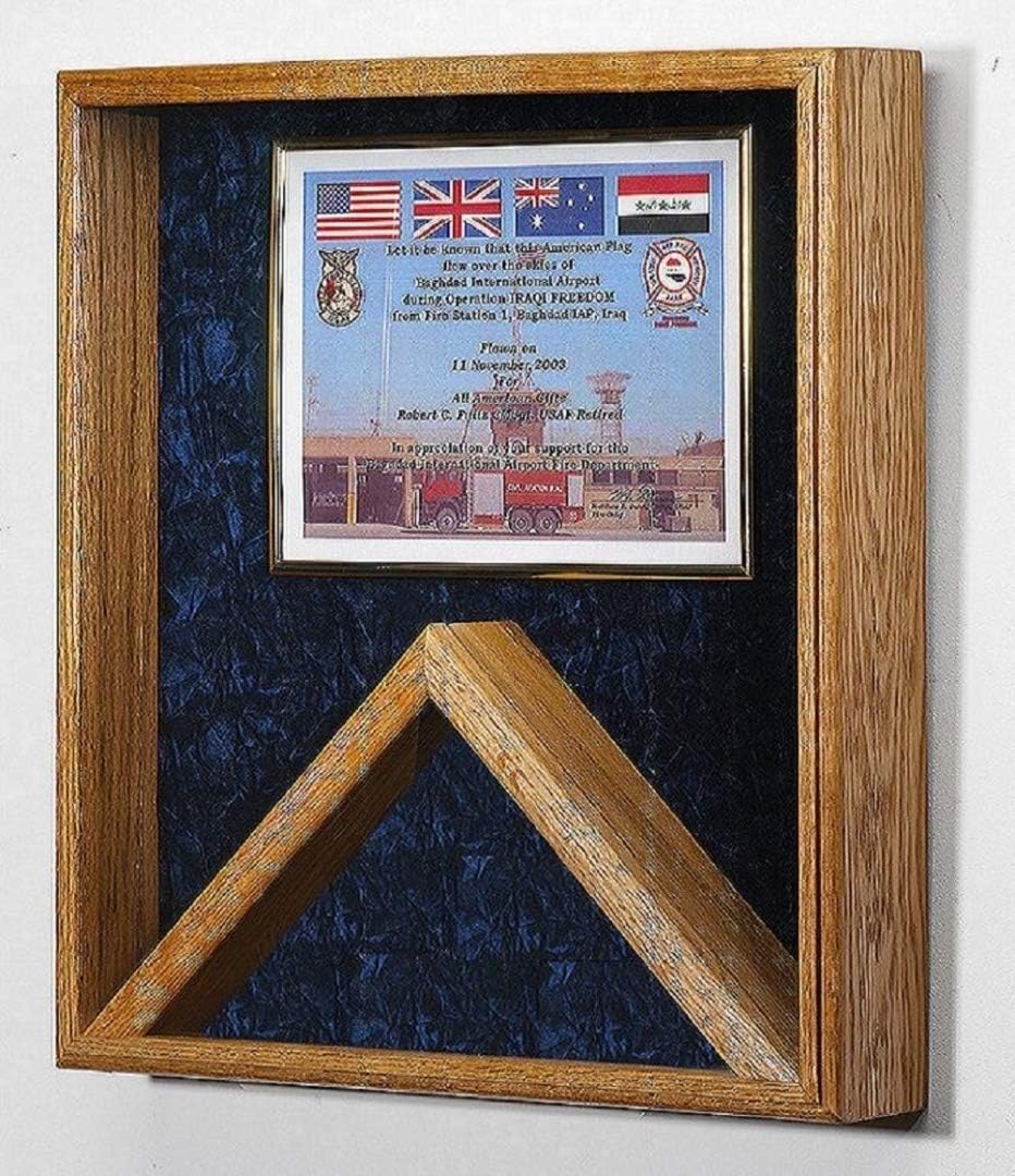 Military Medal and Flag Display Case - Oak Shadow Box., , The Military Gift Store, Flag and Document Display Case