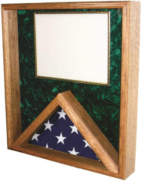 Military Medal and Flag Display Case - Oak Shadow Box., , The Military Gift Store, Flag and Document Display Case
