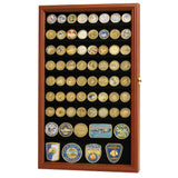 Large Military Challenge Coin Display Case Cabinet Holders Rack 98% UV - Lockable
