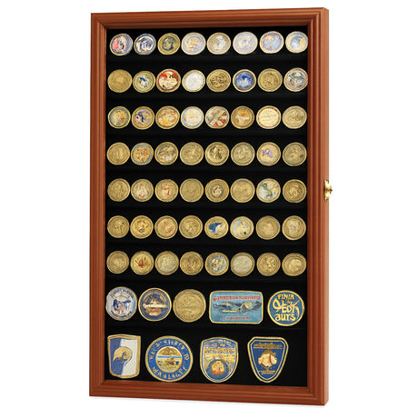 Large Military Challenge Coin Display Case Cabinet Holders Rack 98% UV - Lockable