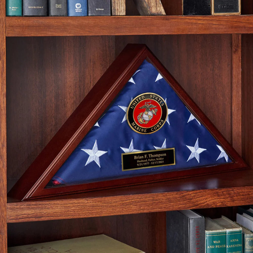 Custom Cherry Flag Case US Marine Corps Gift - Made in USA, Custom Cherry Flag Case US Marine Corps Gift, The Military Gift Store, Burial Flag display cases