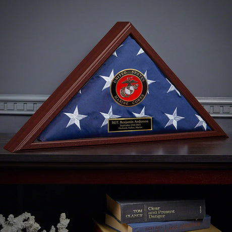 Custom Cherry Flag Case US Marine Corps Gift - Made in USA, Custom Cherry Flag Case US Marine Corps Gift, The Military Gift Store, Burial Flag display cases
